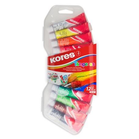 KORES Tempera készlet, 12 ml, KORES, 12 különböző szín