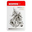 KORES Grafitceruza készlet, fém doboz, háromszögletű, KORES "GRAFITOS", 12 különböző keménység