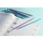 KORES Grafitceruza radírral, HB, háromszögletű, KORES "GRAFITOS Style", vegyes metál színek