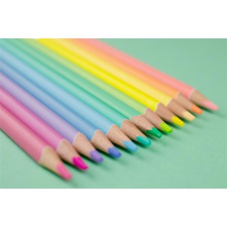 KORES Színes ceruza készlet, háromszögletű, KORES "Kolores Pastel", 12 pasztell szín