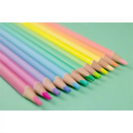 KORES Színes ceruza készlet, háromszögletű, KORES "Kolores Pastel", 12 pasztell szín