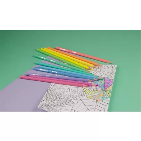 KORES Színes ceruza készlet, háromszögletű, KORES "Kolores Pastel", 12 pasztell szín