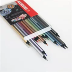   KORES Színes ceruza készlet, háromszögletű, KORES "Kolores Style Metallic", 12 metál szín