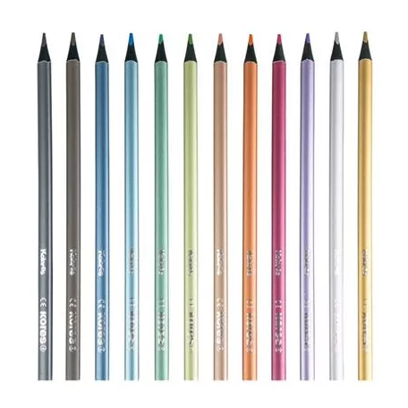 KORES Színes ceruza készlet, háromszögletű, KORES "Kolores Style Metallic", 12 metál szín