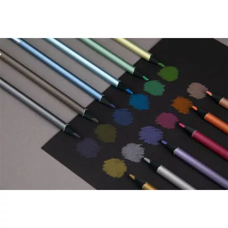 KORES Színes ceruza készlet, háromszögletű, KORES "Kolores Style Metallic", 12 metál szín