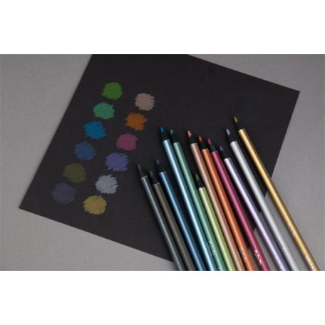 KORES Színes ceruza készlet, háromszögletű, KORES "Kolores Style Metallic", 12 metál szín