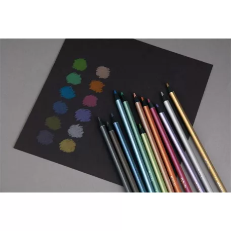 KORES Színes ceruza készlet, háromszögletű, KORES "Kolores Style Metallic", 12 metál szín