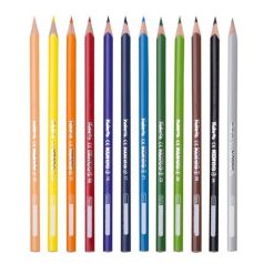   KORES Színes ceruza készlet, háromszögletű, 1 grafittal, 1 hegyezővel, KORES "KOLORES Twist & Turn", 12 különböző szín