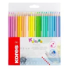 KORES Színes ceruza készlet, háromszögletű, KORES "Kolores Pastel", 24 pasztell szín