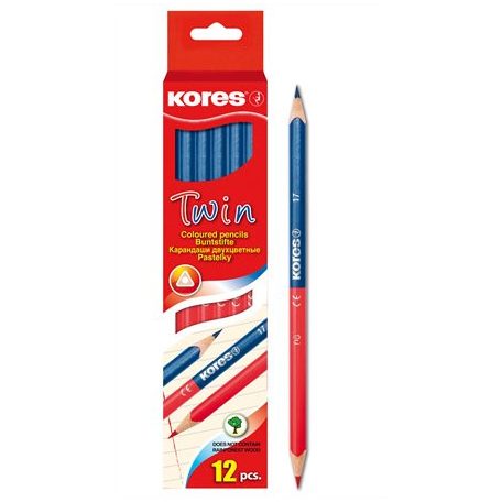 KORES Postairón, háromszögletű, KORES "Twin", kék-piros