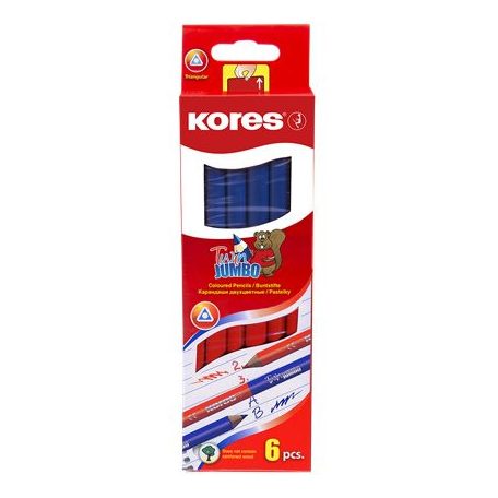 KORES Postairón, háromszögletű, KORES "Twin Jumbo", piros-kék