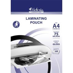   VICTORIA OFFICE Meleglamináló fólia, 75 mikron, A4, fényes, VICTORIA OFFICE