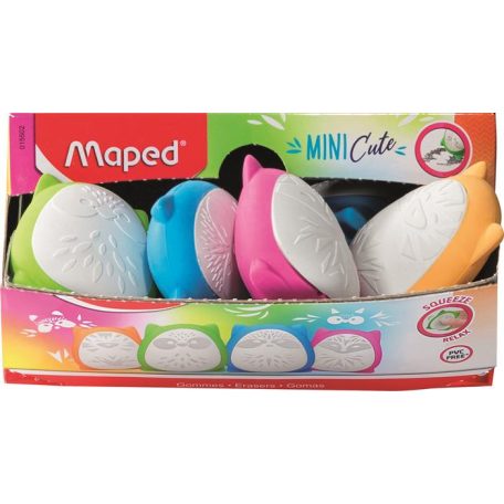 MAPED Stresszoldó radír display, MAPED "Mini Cute", vegyes színek