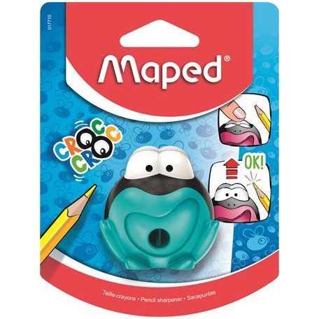 MAPED Hegyező, egylyukú, tartályos, MAPED "Croc Croc", béka, vegyes színek