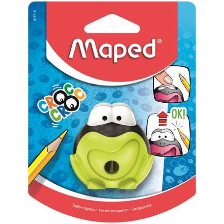 MAPED Hegyező, egylyukú, tartályos, MAPED "Croc Croc", béka, vegyes színek
