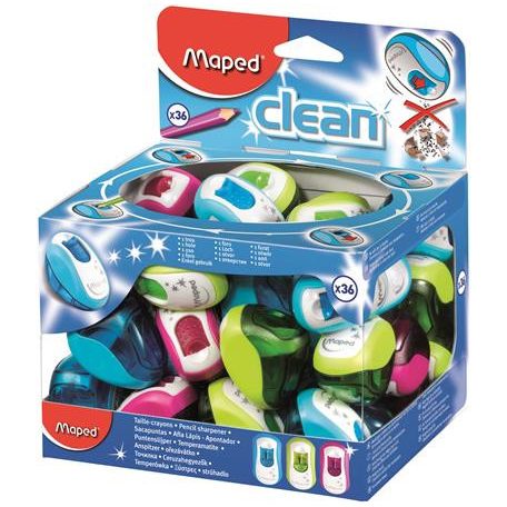 MAPED Hegyező display, egylyukú, tartályos, MAPED "Clean", vegyes színek