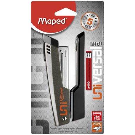 MAPED Tűzőgép, 24/6, 26/6, 20 lap, MAPED "Universal Metal Half-Strip", vegyes színek