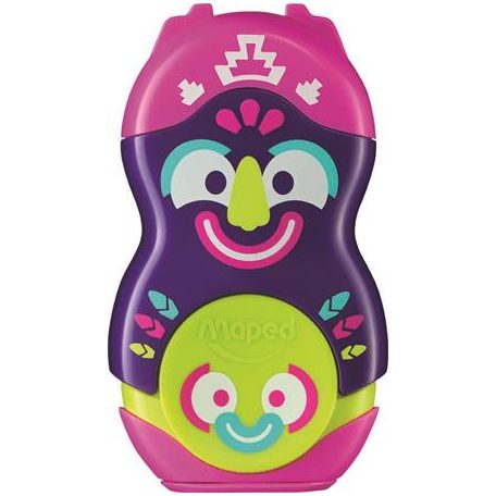 MAPED Hegyező és radír, egylyukú, tartályos, MAPED "Fancy", vegyes színek