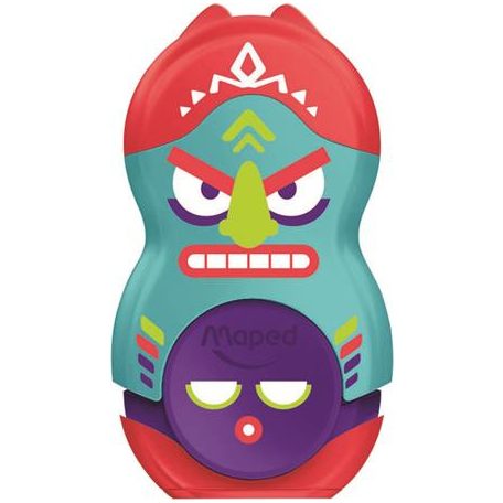 MAPED Hegyező és radír, egylyukú, tartályos, MAPED "Fancy", vegyes színek