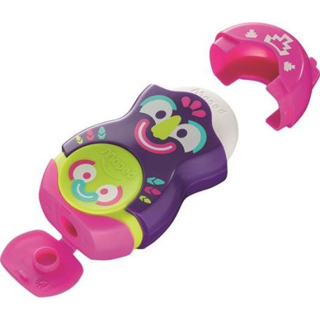 MAPED Hegyező és radír, egylyukú, tartályos, MAPED "Fancy", vegyes színek