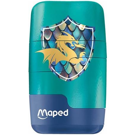 MAPED Hegyező és radír, kétlyukú, tartályos, pótradírral, MAPED "Connect Dragon", sárkány