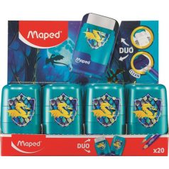   MAPED Hegyező és radír display, kétlyukú, tartályos, MAPED "Connect Dragon", sárkány