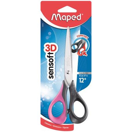 MAPED Olló, általános, 16 cm, MAPED "Sensoft 3D", vegyes színek
