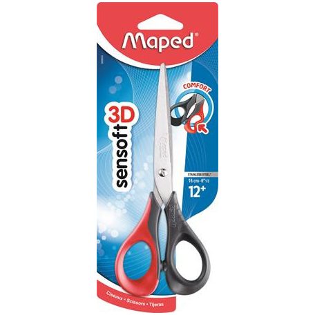 MAPED Olló, általános, 16 cm, MAPED "Sensoft 3D", vegyes színek