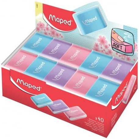 MAPED Radír display, MAPED "Essentials Soft Pastel", vegyes színek