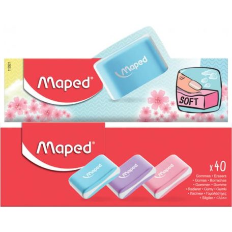 MAPED Radír display, MAPED "Essentials Soft Pastel", vegyes színek