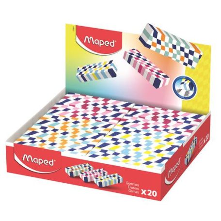 MAPED Radír display, kockamintás, MAPED „Checkerboards”, vegyes minták
