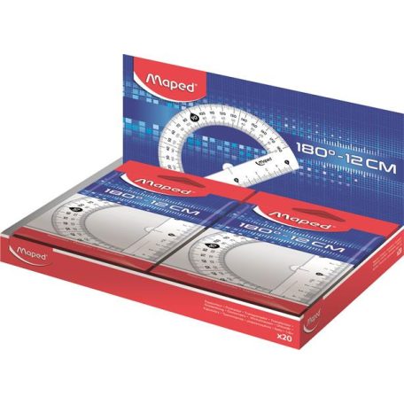 MAPED Szögmérő, műanyag 180°-os kínáló dobozos MAPED "Essentials"