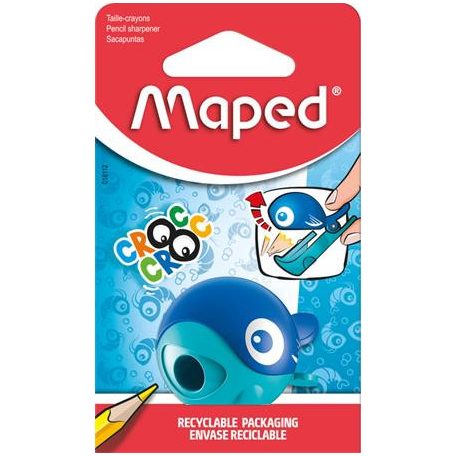MAPED Hegyező, egylyukú, tartályos, MAPED "Croc Croc Easy", katica és bálna, vegyes formák