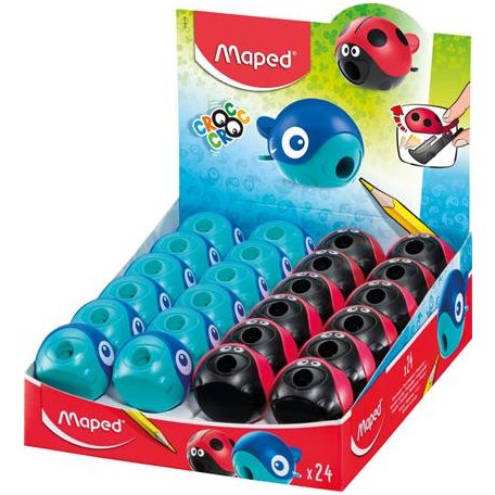 MAPED Hegyező display, egylyukú, tartályos, MAPED "Croc Croc Easy", katica és bálna, vegyes formák
