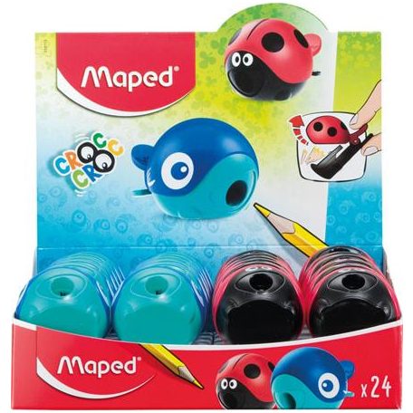 MAPED Hegyező display, egylyukú, tartályos, MAPED "Croc Croc Easy", katica és bálna, vegyes formák