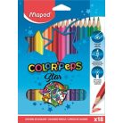 MAPED Színes ceruza készlet, háromszögletű, MAPED "Color'Peps Star", 18 különböző szín