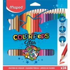   MAPED Színes ceruza készlet, háromszögletű, MAPED "Color'Peps Star", 24 különböző szín