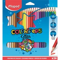   MAPED Színes ceruza készlet, háromszögletű, MAPED "Color'Peps Star", 24 különböző szín