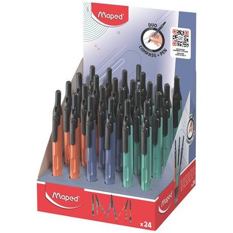 MAPED Körző display, heggyel, 2in1, ceruzává alakítható, MAPED „Compass Pen”, vegyes színek