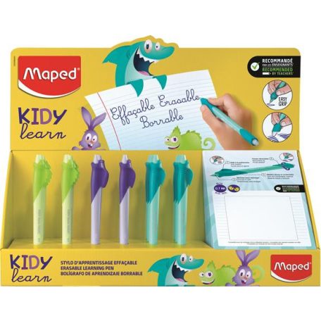 MAPED Írástanuló rollertoll display, 0,7 mm, radírozható, MAPED "KIDY Learn MAGIC", vegyes színek