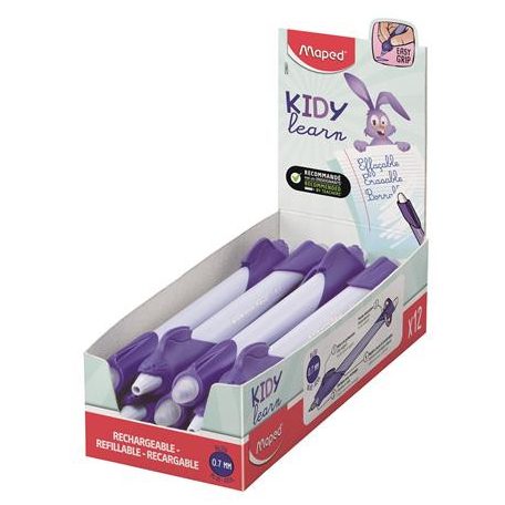 MAPED Írástanuló rollertoll, 0,7 mm, radírozható, MAPED "KIDY Learn MAGIC", nyuszi, lila, 12 db
