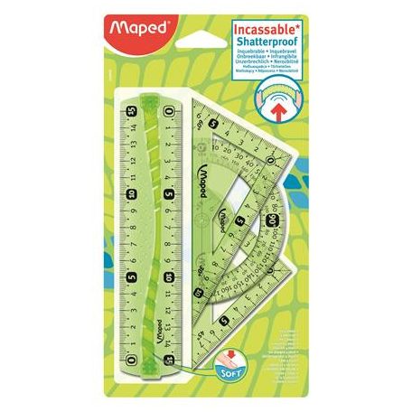 MAPED Vonalzókészlet, kicsi, műanyag, hajlítható, 4 darabos, MAPED "Flex"