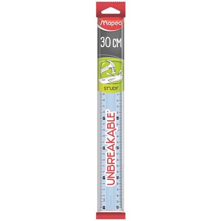 MAPED Vonalzó, műanyag, törhetetlen, 30 cm, MAPED "Study Unbreakable", vegyes színek