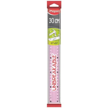 MAPED Vonalzó, műanyag, törhetetlen, 30 cm, MAPED "Study Unbreakable", vegyes színek