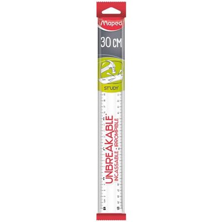 MAPED Vonalzó, műanyag, törhetetlen, 30 cm, MAPED "Study Unbreakable", átlátszó