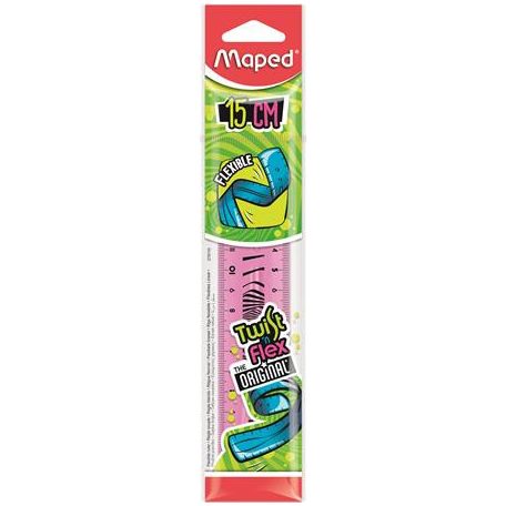 MAPED Vonalzó, műanyag, törhetetlen, 15 cm, MAPED "Twist'n Flex"