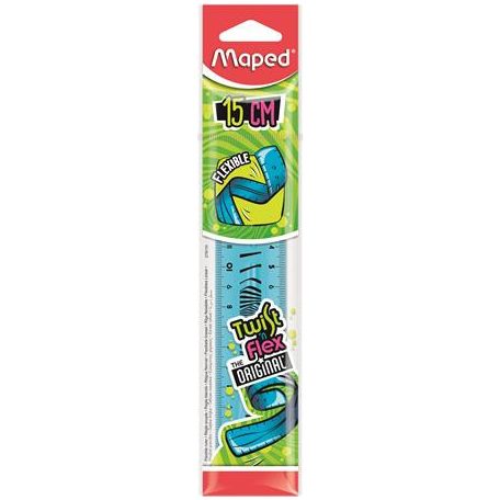 MAPED Vonalzó, műanyag, törhetetlen, 15 cm, MAPED "Twist'n Flex"