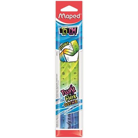 MAPED Vonalzó, műanyag, 15 cm, MAPED "Twist'n Flex Decor"