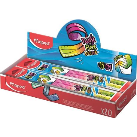 MAPED Vonalzó, műanyag, 15 cm, MAPED "Twist'n Flex Decor"