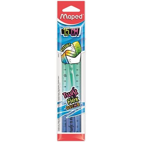 MAPED Vonalzó, műanyag, 15 cm, MAPED "Twist'n Flex Decor"
